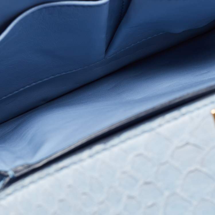 Pre Owned Celine Blue Python Medium Classic Box Bag