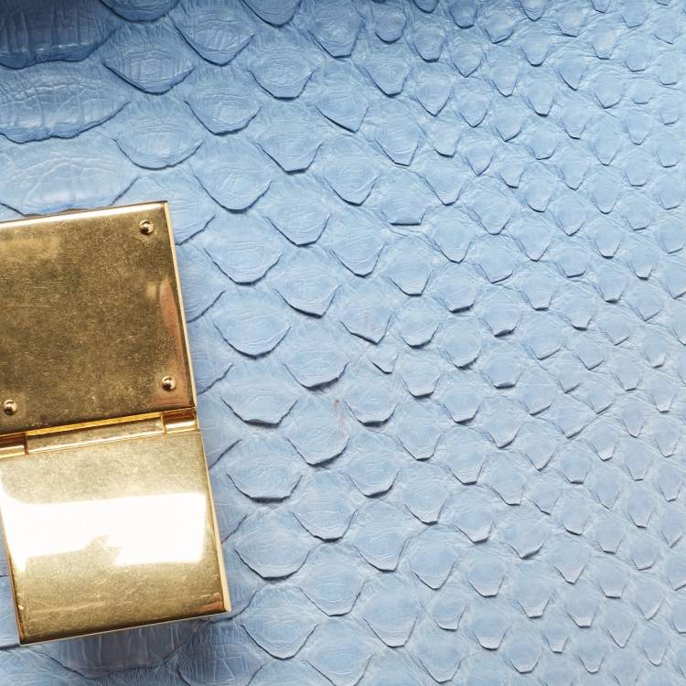 Pre Owned Celine Blue Python Medium Classic Box Bag