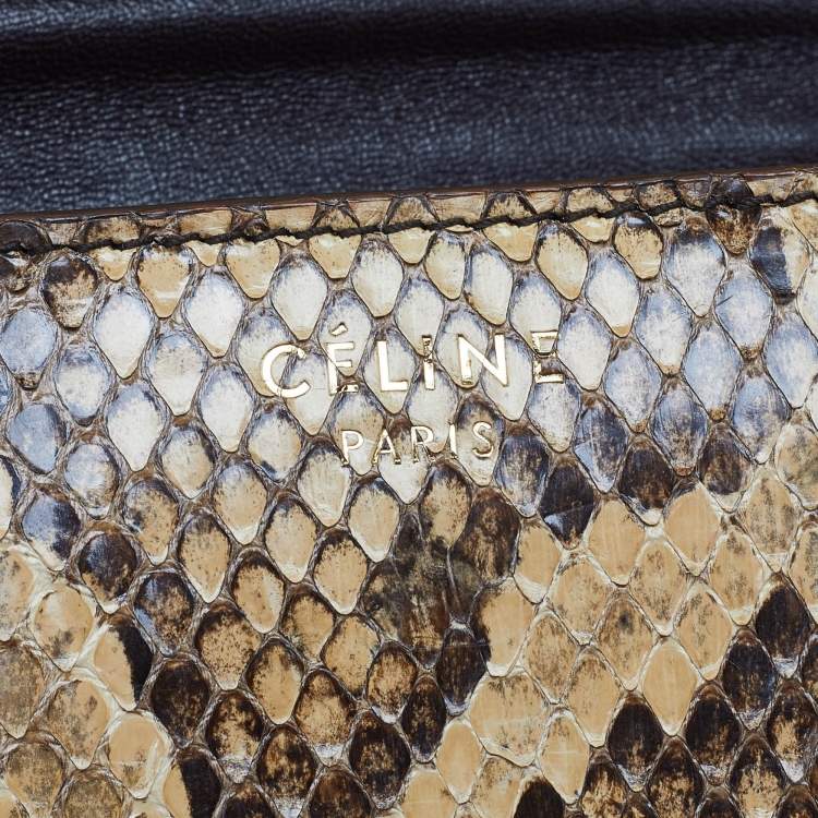 Pre Owned Celine Beige Python Small Classic Box Flap Bag