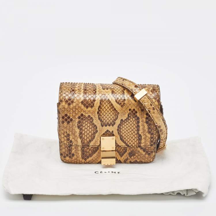 Pre Owned Celine Beige Python Small Classic Box Flap Bag