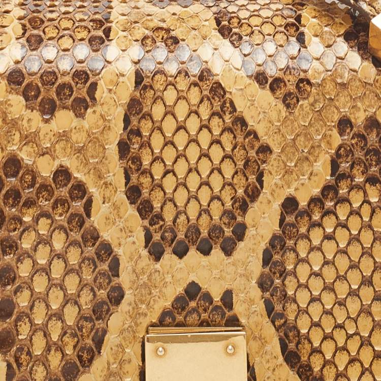 Pre Owned Celine Beige Python Small Classic Box Flap Bag