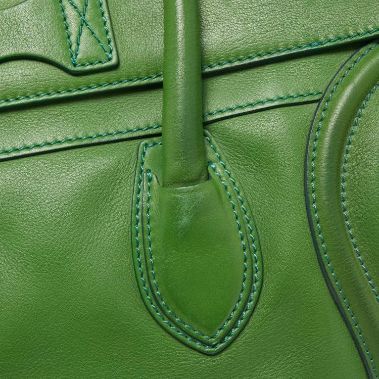 Pre Owned Celine Green Leather Mini Luggage Tote