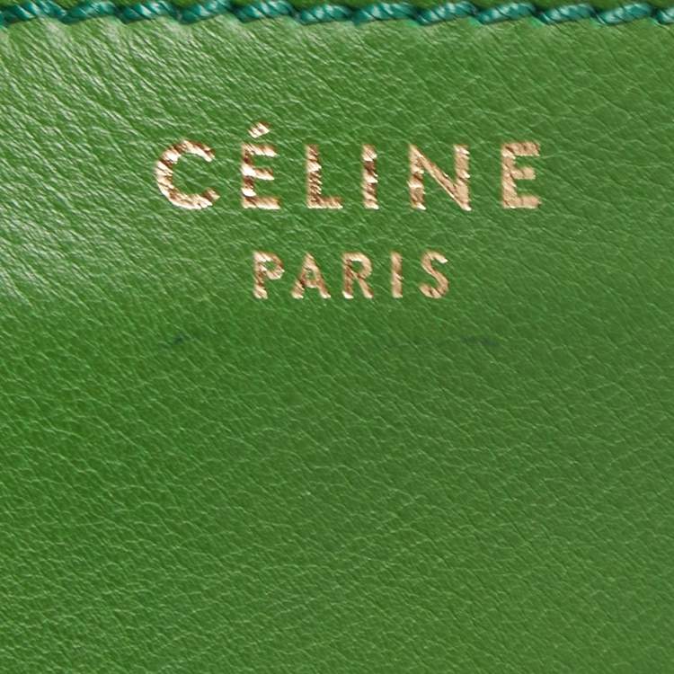 Pre Owned Celine Green Leather Mini Luggage Tote
