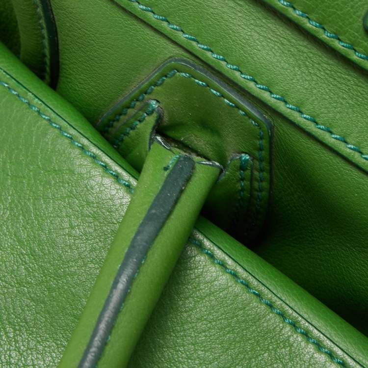 Pre Owned Celine Green Leather Mini Luggage Tote