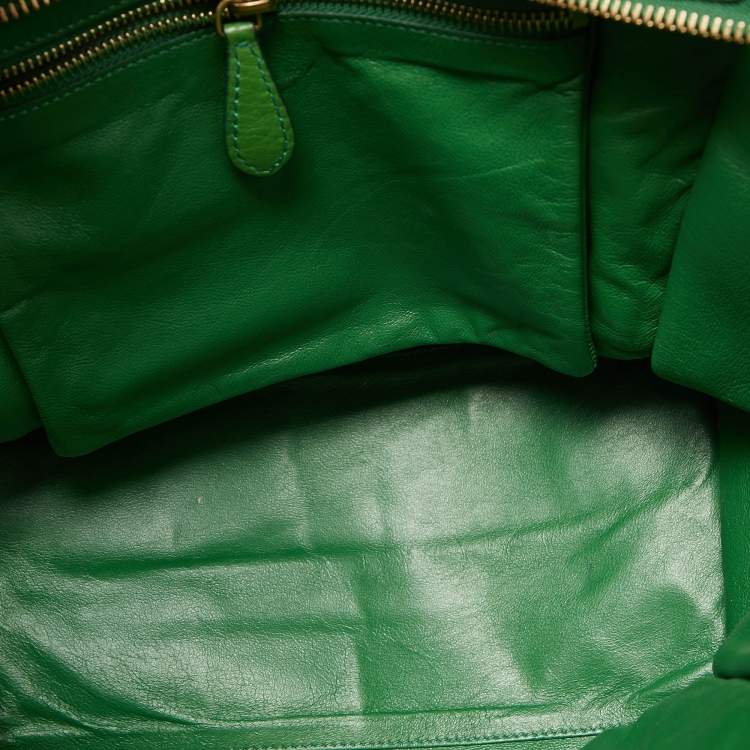 Pre Owned Celine Green Leather Mini Luggage Tote