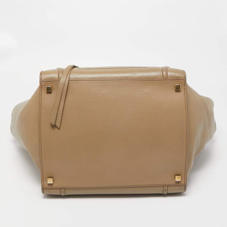 Pre Owned Celine Beige Leather Medium Phantom Luggage Tote 