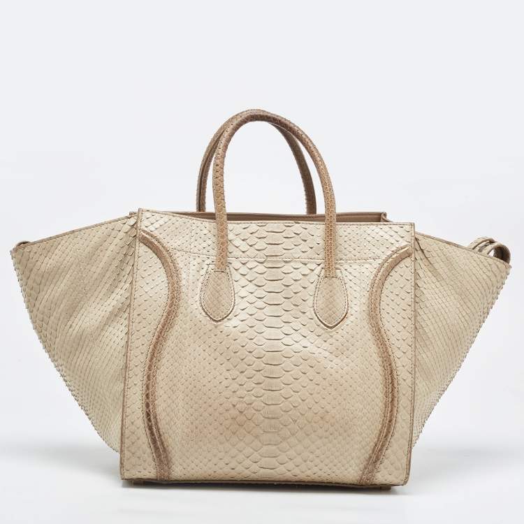 Pre Owned Celine Grey Python Medium Phantom Luggage Tote