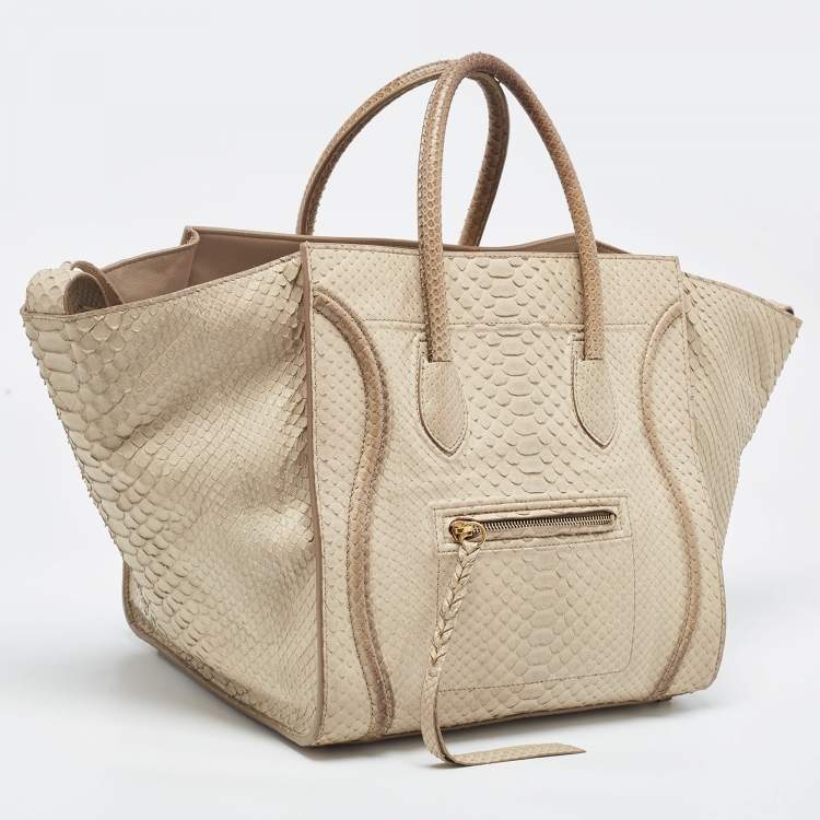 Pre Owned Celine Grey Python Medium Phantom Luggage Tote