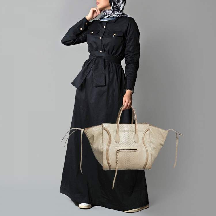 Pre Owned Celine Grey Python Medium Phantom Luggage Tote