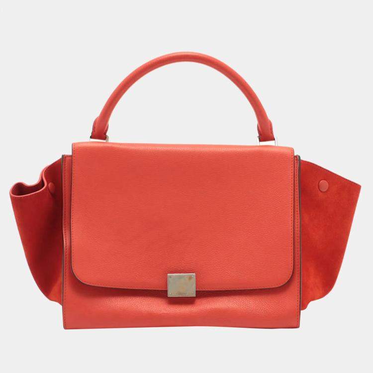 CELINE Trapeze Leather 2way handbag Red Celine | TLC