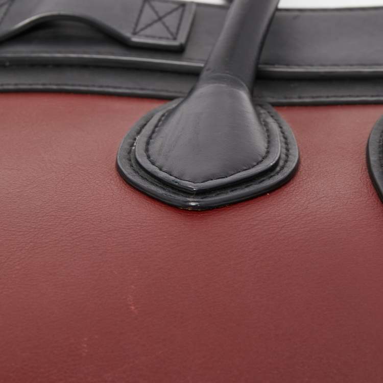 Pre Owned Celine Tri Color Leather and Suede Mini Luggage Tote