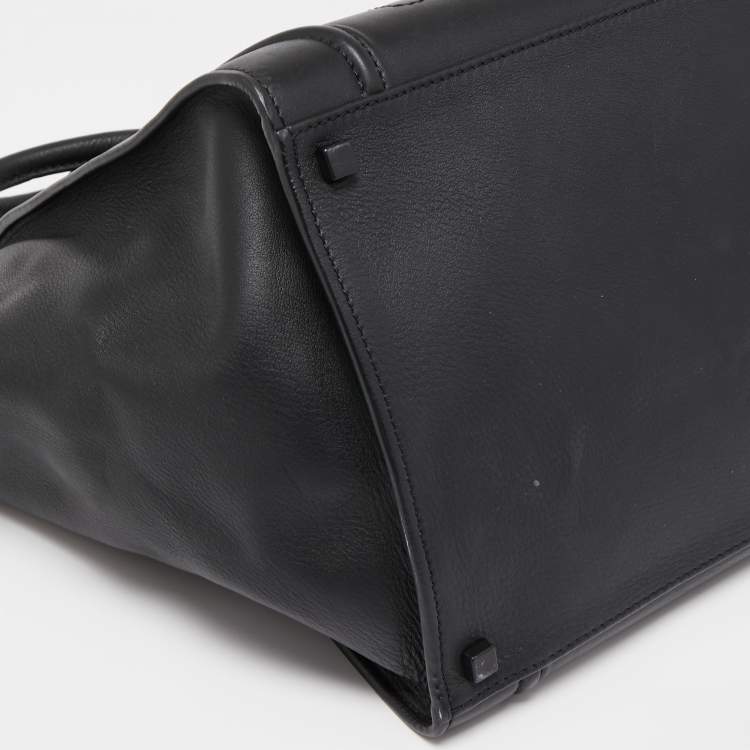 Pre Owned Celine Black Leather Medium Phantom Luggage Tote 