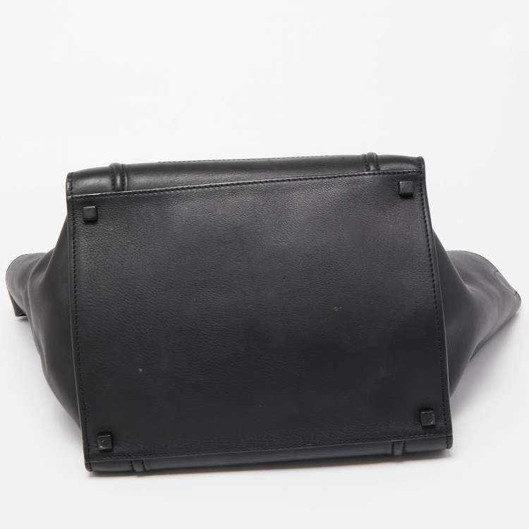 Pre Owned Celine Black Leather Medium Phantom Luggage Tote 