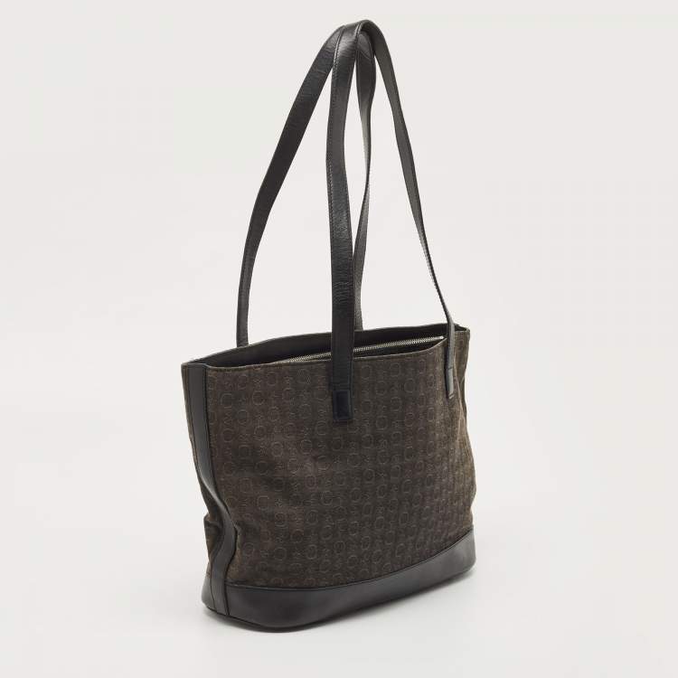 Pre Owned Celine Black Macadam Canvas And Leather Tote