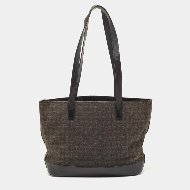 Pre Owned Celine Black Macadam Canvas And Leather Tote