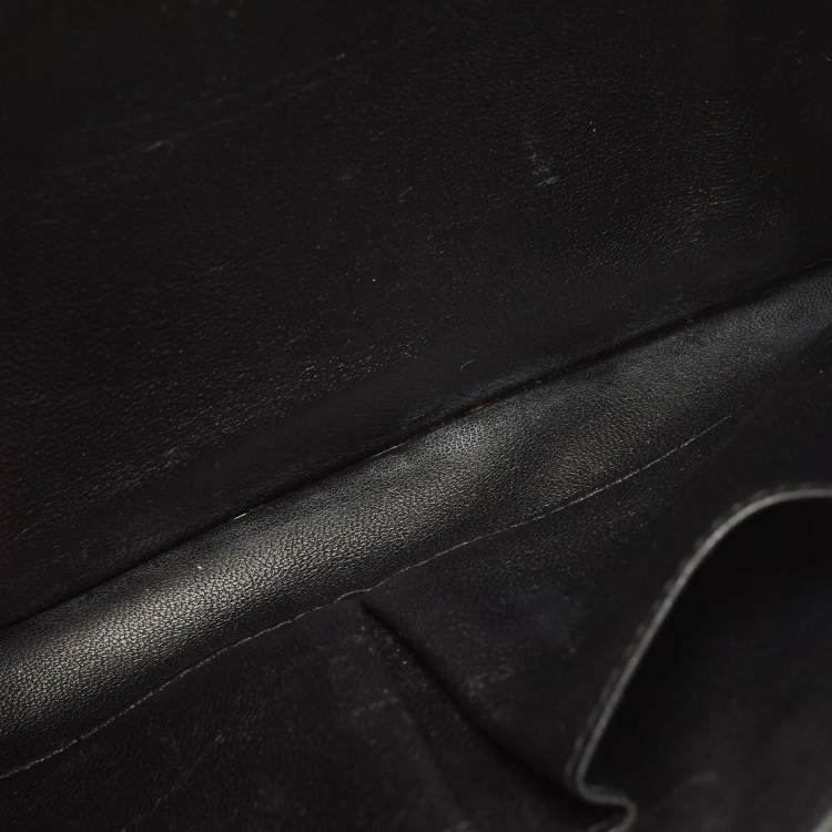 Pre Owned Celine Yellow/Black Lizard and Leather Medium Classic Box Bag