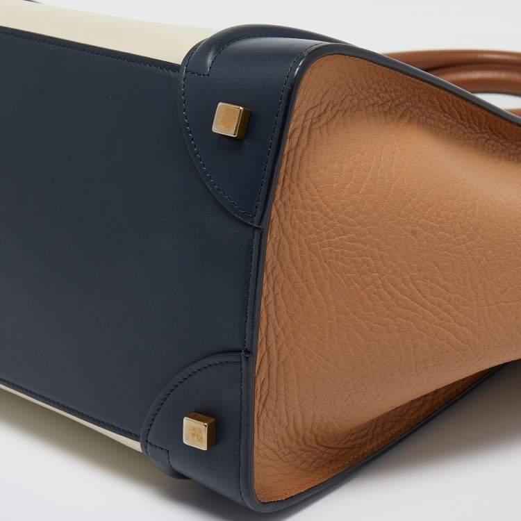 Pre Owned Celine Tricolor Leather Mini Luggage Tote