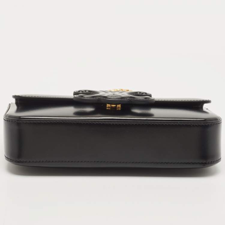 Pre Owned Celine Black Shiny Leather Triomphe Shoulder Bag
