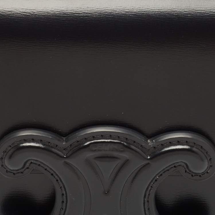 Pre Owned Celine Black Shiny Leather Triomphe Shoulder Bag