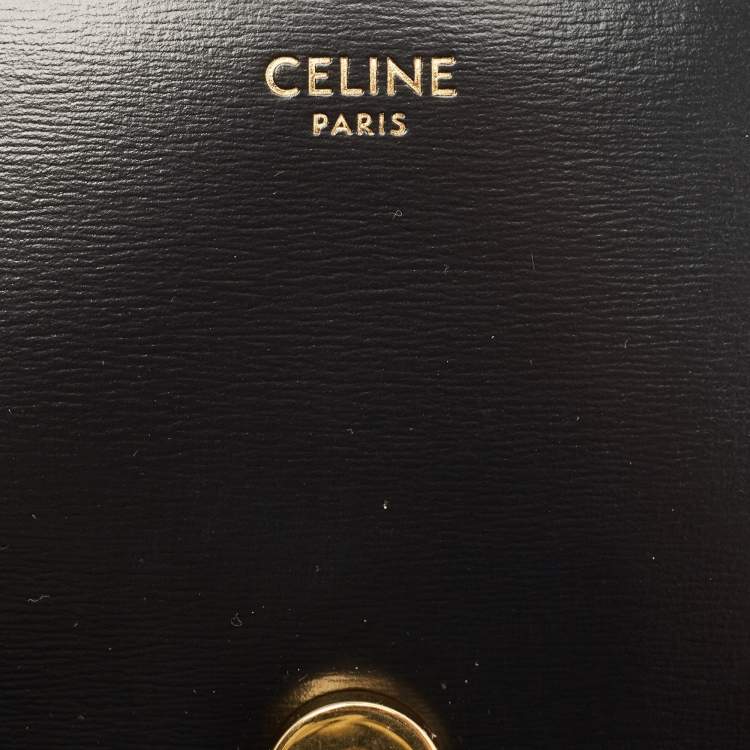 Pre Owned Celine Black Shiny Leather Triomphe Shoulder Bag