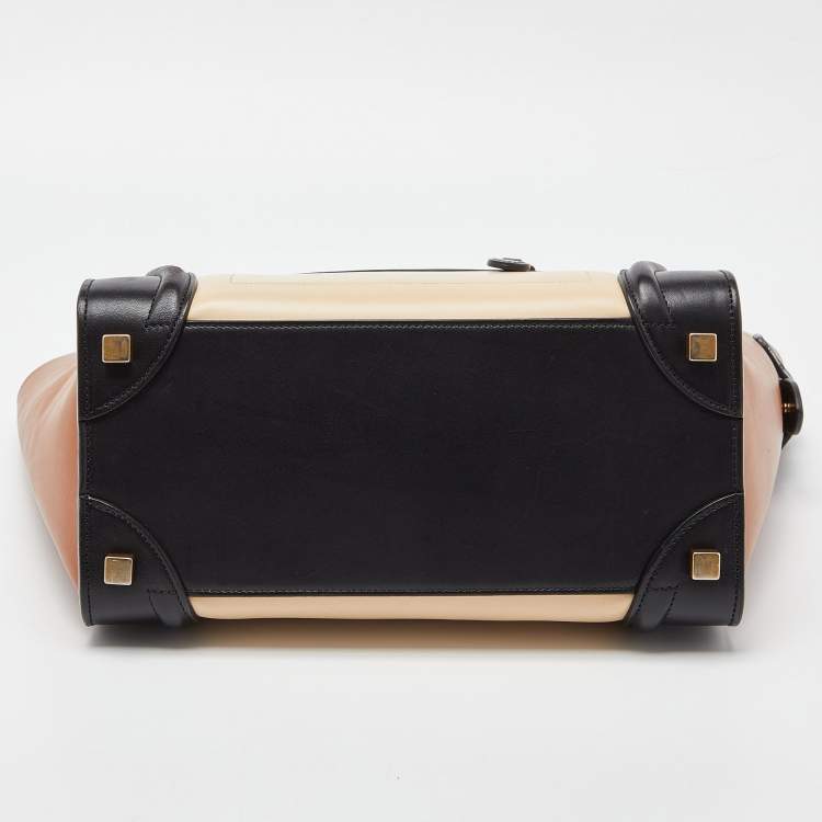 Pre Owned Celine Tri Color Leather Micro Luggage Tote