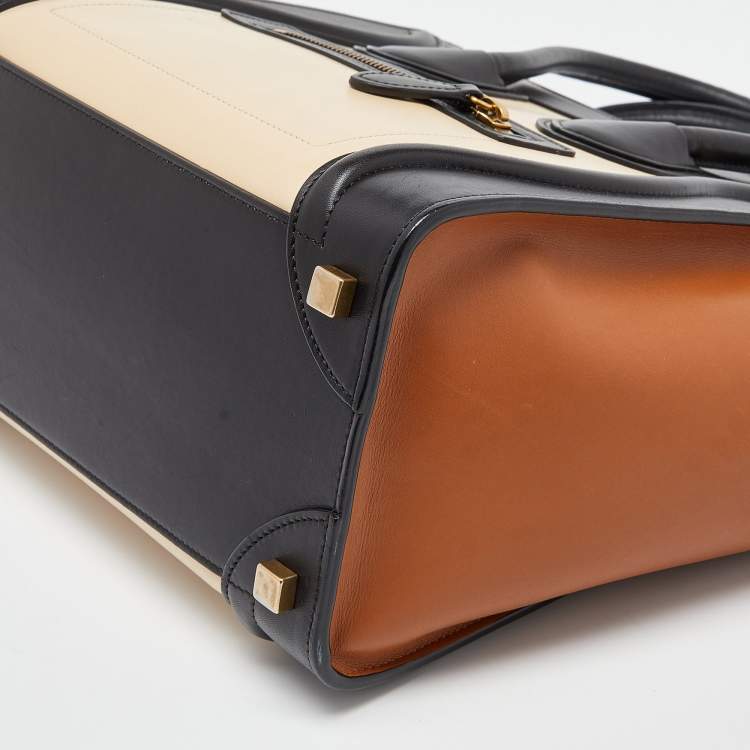 Pre Owned Celine Tri Color Leather Micro Luggage Tote
