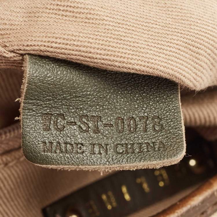 Pre Owned Celine Beige/Brown Macadam Canvas And Croc Embossed Tote 