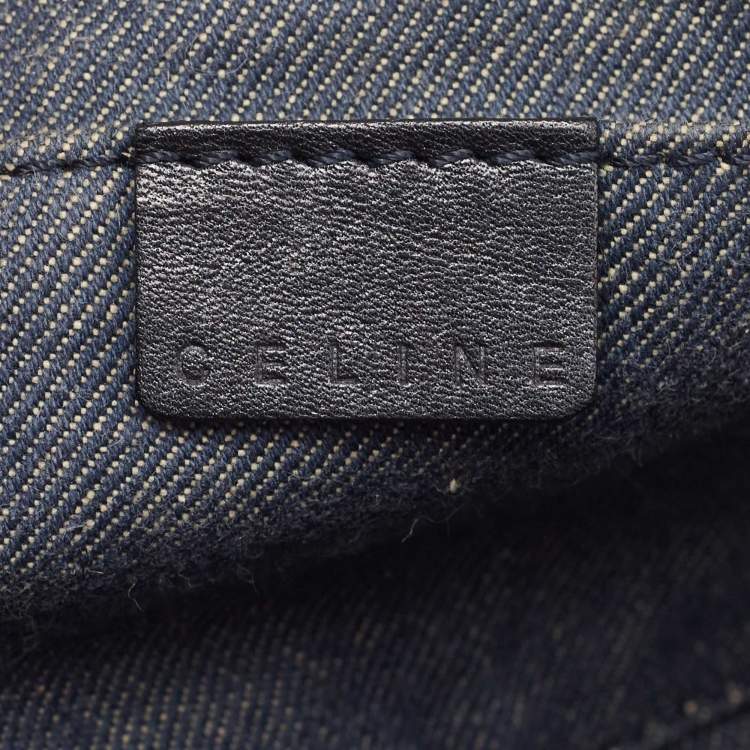 Pre Owned Celine Blue Macadam Denim and Leather Shoulder Bag