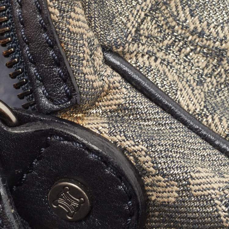 Pre Owned Celine Blue Macadam Denim and Leather Shoulder Bag