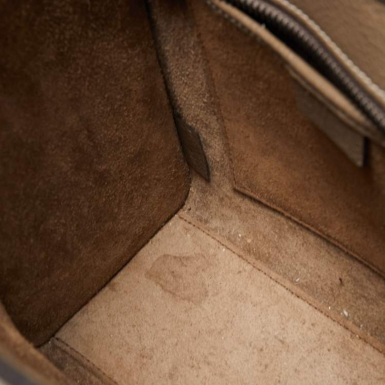 Pre Owned Celine Khaki Leather Nano Luggage Tote