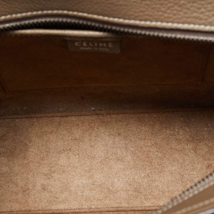 Pre Owned Celine Khaki Leather Nano Luggage Tote