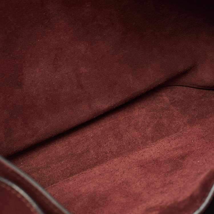 Pre Owned Celine Burgundy Leather and Suede Medium Diamond Shoulder Bag