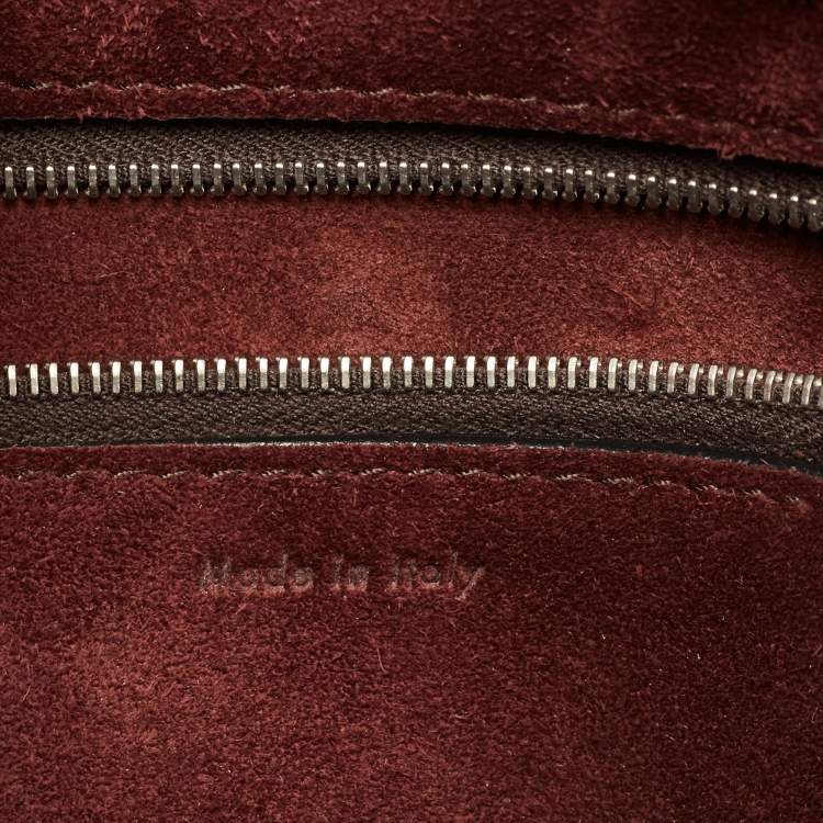 Pre Owned Celine Burgundy Leather and Suede Medium Diamond Shoulder Bag