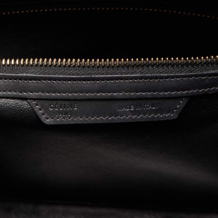 Pre Owned Celine Tricolor Leather and Jacquard Fabric Mini Luggage Tote
