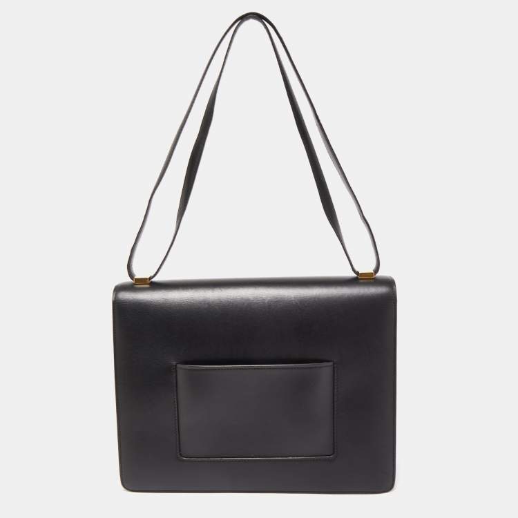 Pre Owned Celine Black/Tan Leather Large Case Flap Chain Bag