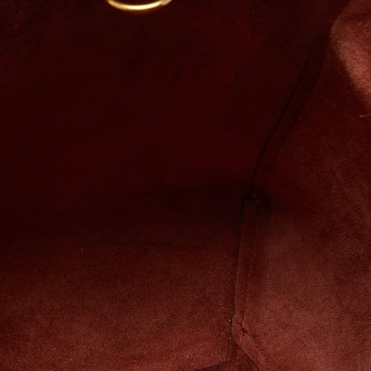 Pre Owned Celine Dark Claycourt Leather Small Sangle Hobo