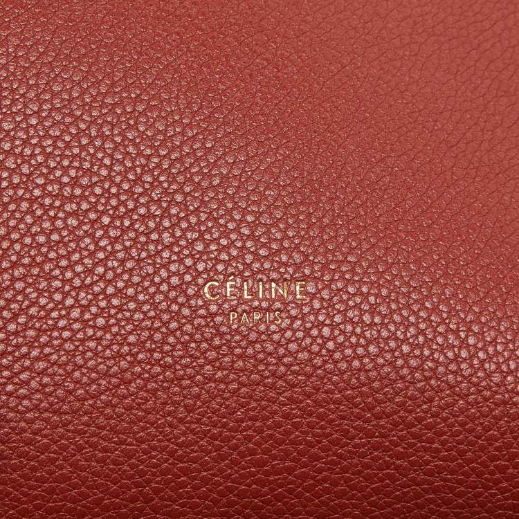 Pre Owned Celine Dark Claycourt Leather Small Sangle Hobo