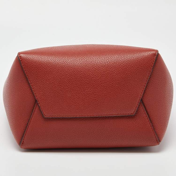 Pre Owned Celine Dark Claycourt Leather Small Sangle Hobo