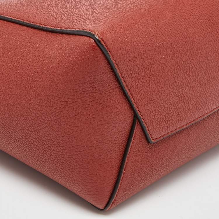 Pre Owned Celine Dark Claycourt Leather Small Sangle Hobo