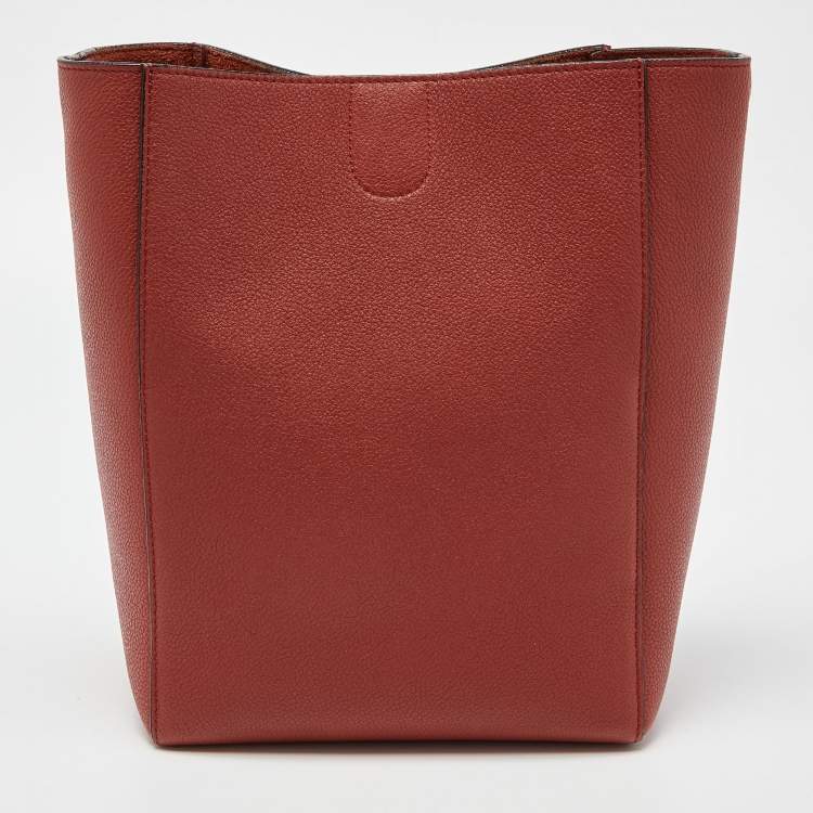 Pre Owned Celine Dark Claycourt Leather Small Sangle Hobo