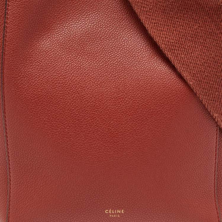 Pre Owned Celine Dark Claycourt Leather Small Sangle Hobo