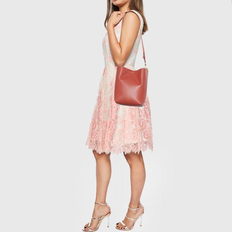 Pre Owned Celine Dark Claycourt Leather Small Sangle Hobo