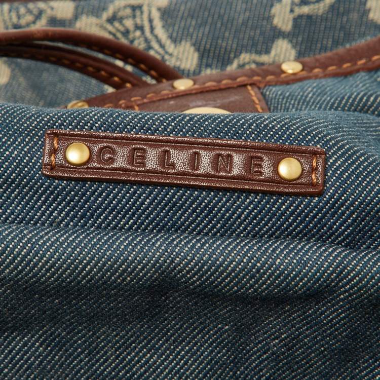 Pre Owned Celine Blue/Brown Macadam Denim and Leather Bittersweet Hobo