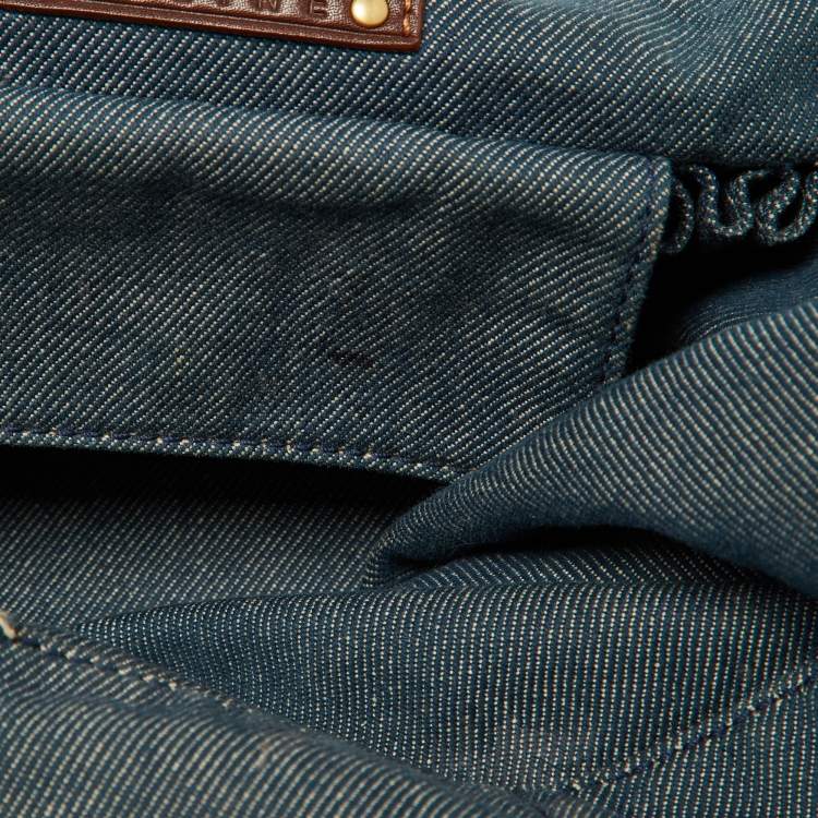 Pre Owned Celine Blue/Brown Macadam Denim and Leather Bittersweet Hobo