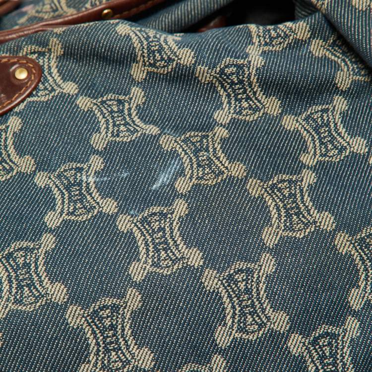 Pre Owned Celine Blue/Brown Macadam Denim and Leather Bittersweet Hobo