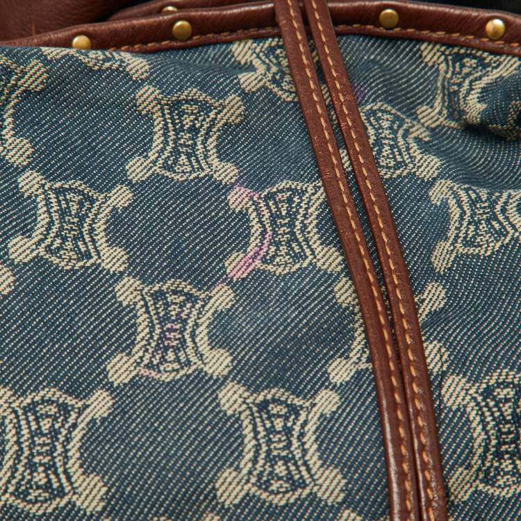 Pre Owned Celine Blue/Brown Macadam Denim and Leather Bittersweet Hobo