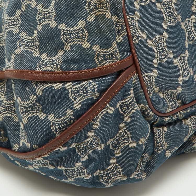 Pre Owned Celine Blue/Brown Macadam Denim and Leather Bittersweet Hobo