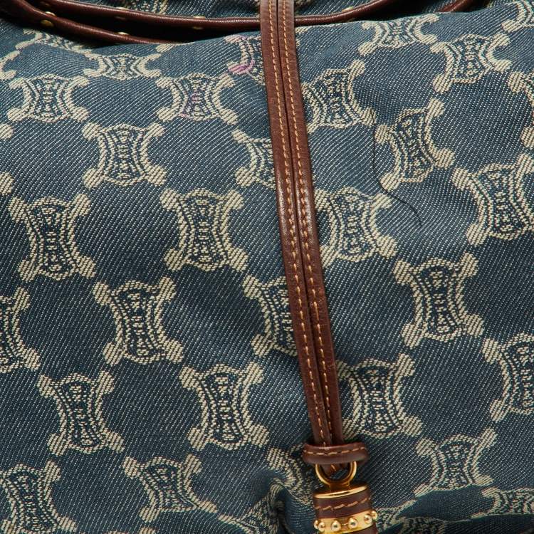 Pre Owned Celine Blue/Brown Macadam Denim and Leather Bittersweet Hobo