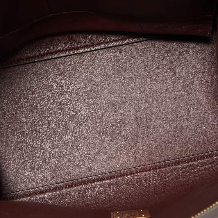 Pre Owned Celine Two Tone Grey Croc Embossed Leather and Suede Medium Trapeze Top Handle Bag