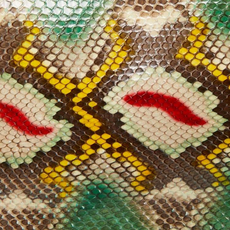 Pre Owned Celine Multicolor Python Clutch On Chain